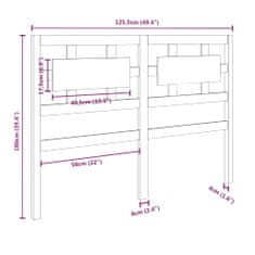 Vidaxl Čelo postele černé 125,5 x 4 x 100 cm masivní borovice