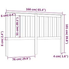 Greatstore Čelo postele šedé 166 x 6 x 101 cm masivní borovice