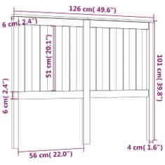 Vidaxl Čelo postele šedé 126 x 6 x 101 cm masivní borovice