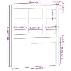 Greatstore Čelo postele medově hnědé 105,5 x 4 x 100 cm masivní borovice