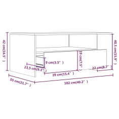 Greatstore Konferenční stolek šedý sonoma 102x55x42 cm kompozitní dřevo