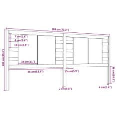 Vidaxl Čelo postele 186 x 4 x 100 cm masivní borovice