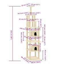 Vidaxl Škrabadlo pro kočky se sisalovými sloupky krémové 216 cm