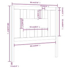 Greatstore Čelo postele bílé 96 x 4 x 100 cm masivní borovice