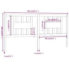 Vidaxl Čelo postele 206 x 4 x 100 cm masivní borovice