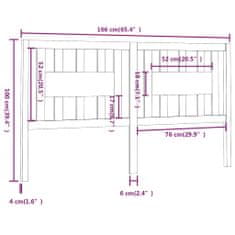 Vidaxl Čelo postele 166 x 4 x 100 cm masivní borovice