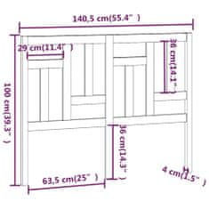 Vidaxl Čelo postele bílé 140,5 x 4 x 100 cm masivní borovice