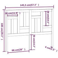 Vidaxl Čelo postele šedé 145,5 x 4 x 100 cm masivní borovice