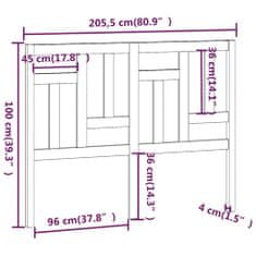 Vidaxl Čelo postele černé 205,5 x 4 x 100 cm masivní borovice