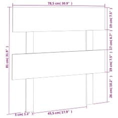 Vidaxl Čelo postele šedé 78,5 x 3 x 81 cm masivní borovice