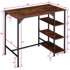 tectake Barový stůl Cannock 109x60x100cm - Industrial tmavé dřevo