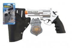 Teddies Policejní pistole klapací 20 cm v pouzdru s odznakem plast