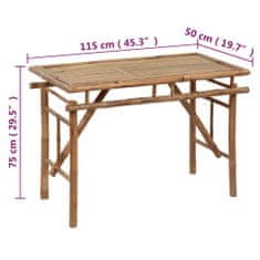 Greatstore Skládací zahradní stůl 115 x 50 x 75 cm bambus