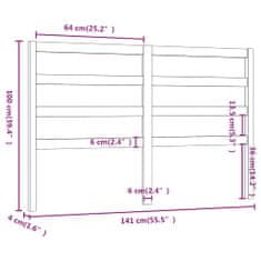 Vidaxl Čelo postele bílé 141 x 4 x 100 cm masivní borovice