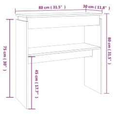 Greatstore Konzolový stolek šedý sonoma 80 x 30 x 80 cm kompozitní dřevo