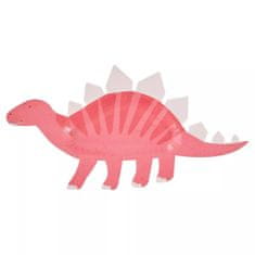 MojeParty Girl Dino party – Talířky papírové růžové 16 x 30 cm8 ks