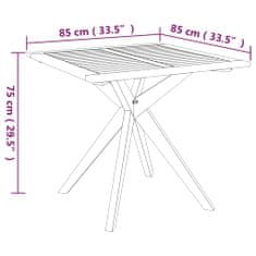 Greatstore Zahradní stolek 85 x 85 x 75 cm masivní akáciové dřevo