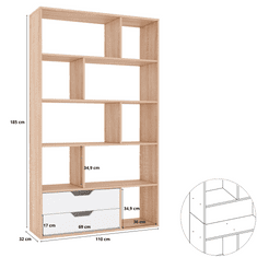 Target Home Knihovna do obývacího pokoje se 2 zásuvkami, bílý dub sonoma