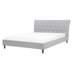 Beliani Světle šedá čalouněná postel Chesterfield 160x200 cm SAVERNE