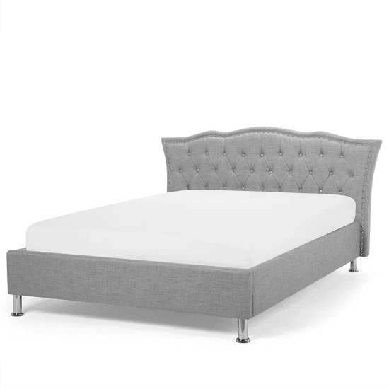 Beliani Šedá čalouněná postel Chesterfield 140x200 cm METZ