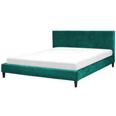 Beliani Čalouněná postel v tmavě zeleném sametu 160 x 200 cm FITOU
