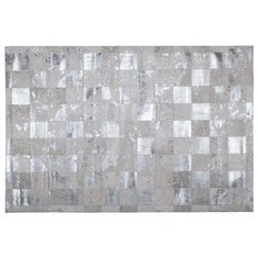 Beliani Koberec kožený béžovo stříbrný 140 x 200 cm YAZIR