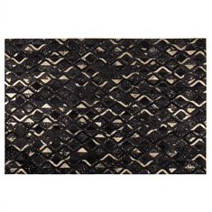 Beliani Černo-zlatý kožený koberec 160x230 cm DEVELI