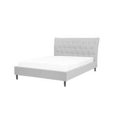 Beliani Světle šedá čalouněná postel Chesterfield 140x200 cm SAVERNE