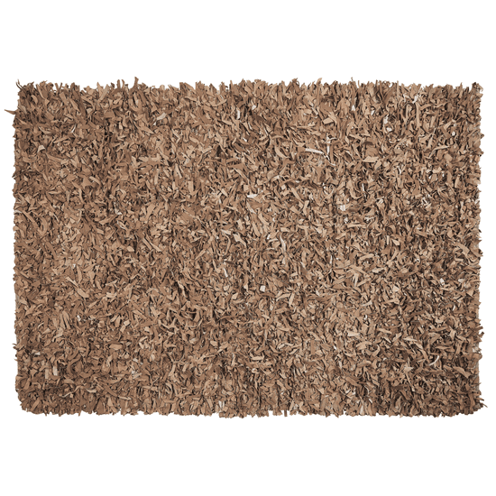 Beliani Béžový shaggy kožený koberec 160x230 cm MUT