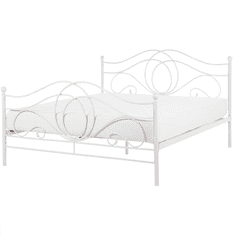 Beliani Dekorativní bílá kovová postel 160x200 cm LYRA