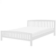 Beliani Klasická bílá dřevěná manželská postel 180x200 cm CASTRES