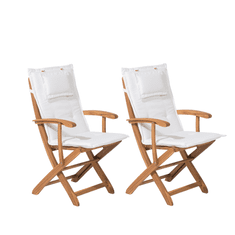 Beliani Sada dvou zahradních židlí s bělavými polštáři MAUI