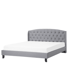 Beliani Světle šedá čalouněná postel Chesterfield 180x200 cm BORDEAUX