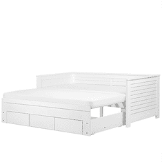 Beliani Rozkádací postel dřevěná bílá s roštem 90 x 200 cm CAHORS