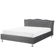 Beliani Tmavě šedá sametová postel 160 x 200 cm METZ