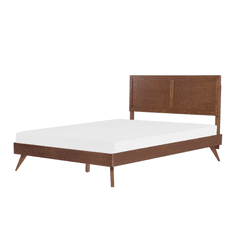 Beliani Dřevěná postel 180 x 200 cm tmavě hnědá ISTRES