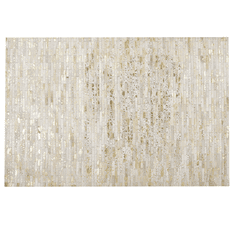 Beliani Kožený patchworkový koberec 160 x 230 cm zlato-béžový TOKUL
