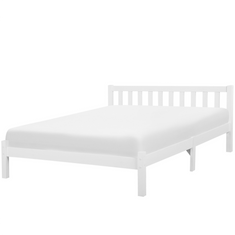 Beliani Dřevěná postel 180 x 200 cm bílá FLORAC