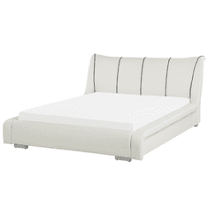 Beliani Bílá kožená postel 140 x 200 cm NANTES