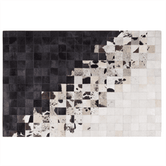Beliani Kožený koberec černobílý 160x230 cm KEMAH