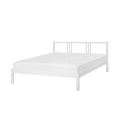 Beliani Dřevěná postel 160 x 200 cmbílá VANNES