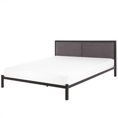 Beliani Kovová černá postel s šedou čelní deskou a rámem CLAMART 160 x 200 cm