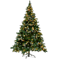 Beliani Zasněžený umělý vánoční stromek se světly 180 cm zelený PALOMAR