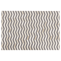 Beliani Kožený koberec v šedé a béžové barvě 140 x 200 cm BAGGOZE