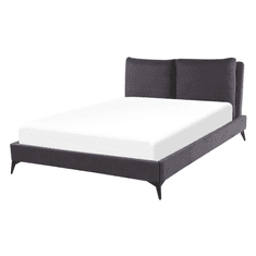 Beliani Sametová postel 140 x 200 cm tmavě šedá MELLE