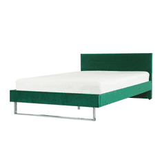 Beliani Sametová, zelená postel 160 x 200 cm BELLOU