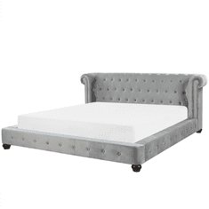 Beliani Sametová postel 180 x 200 cm šedá CAVAILLON