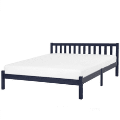 Beliani Dřevěná postel 180 x 200 cm tmavě modrá FLORAC