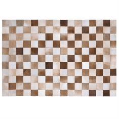 Beliani Kožený koberec hnědý s béžovou 160 x 230 cm SOLMAZ