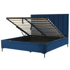 Beliani Sametová postel 180 x 200 cm modrá SEZANNE